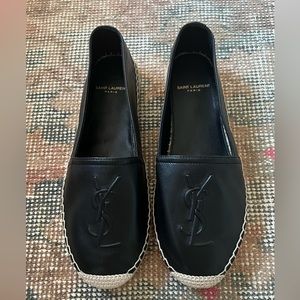 YSL Logo Espadrilles Black Size 36
